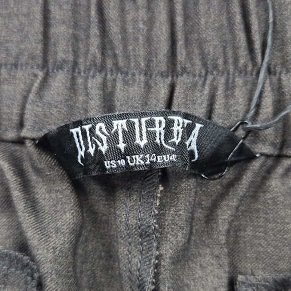 Disturbia Mystic Embroidered Balloon Trousers Pants Brown Womens 10 Goth NWT - Picture 7 of 12